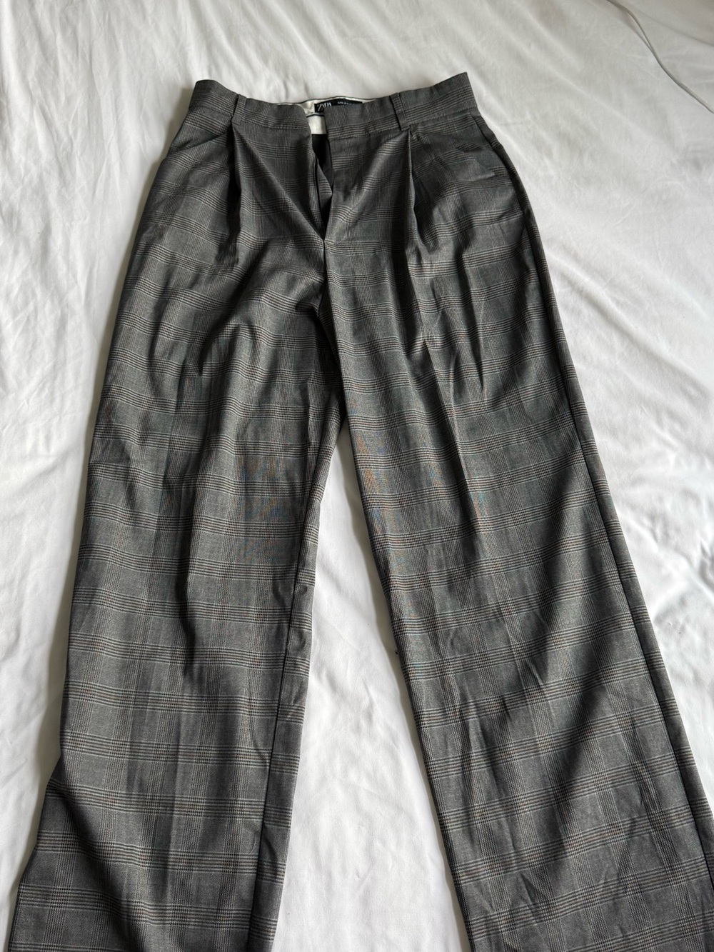 Zara Tailored Gray Plaid Dress Pants - Straight Leg